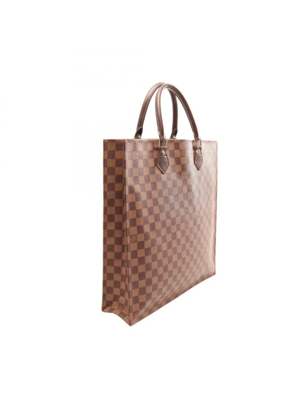 Louis Vuitton Tote Sac Plat Damier Ebene Canvas Leather